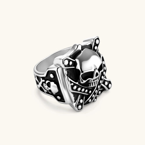 Anillo de Calavera y Huesos Cruzados