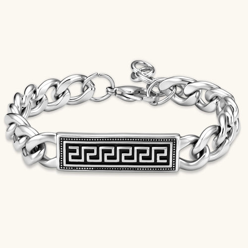 Pulsera ID con Motivo Clave Griega