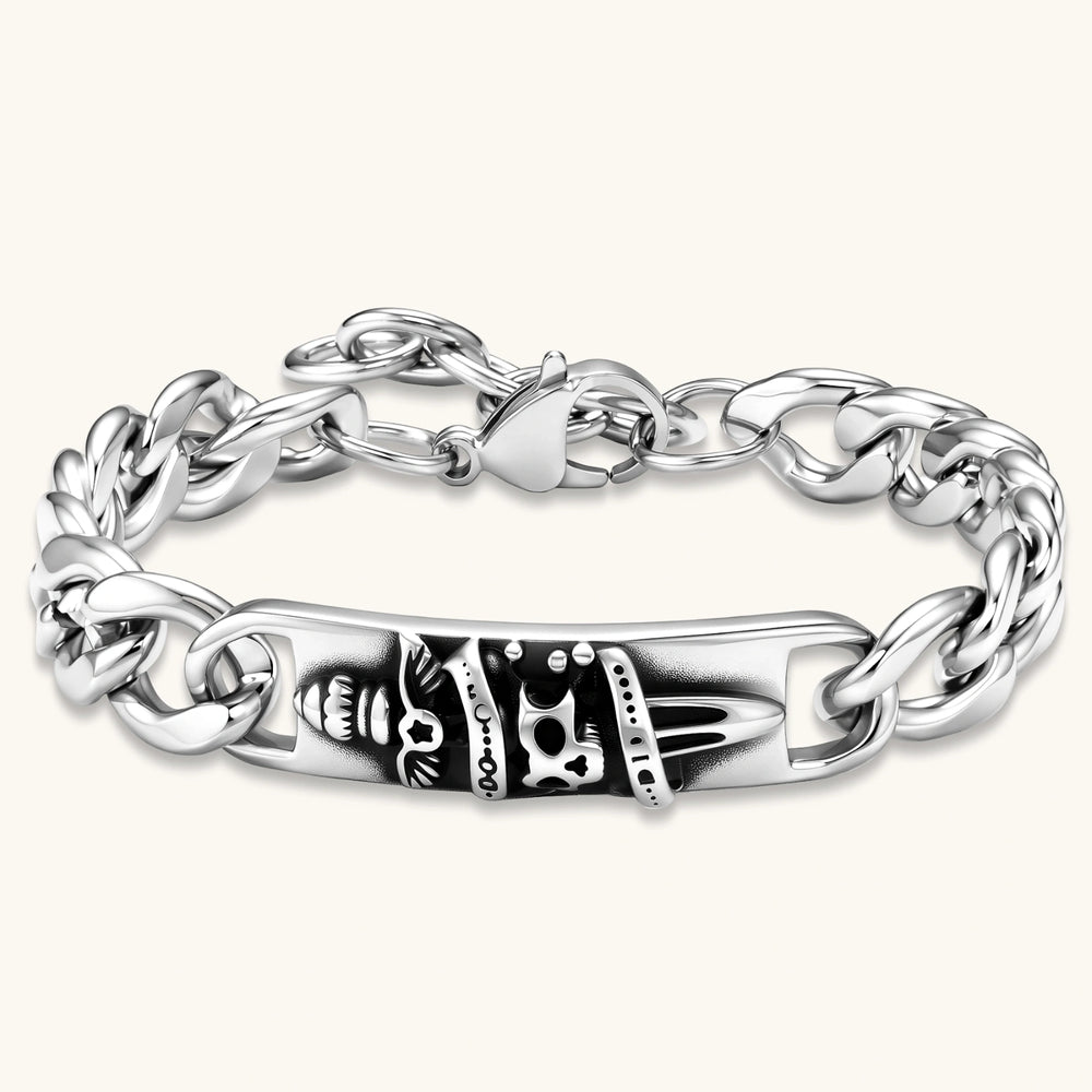 Pulsera de Cadena Calavera y Corona